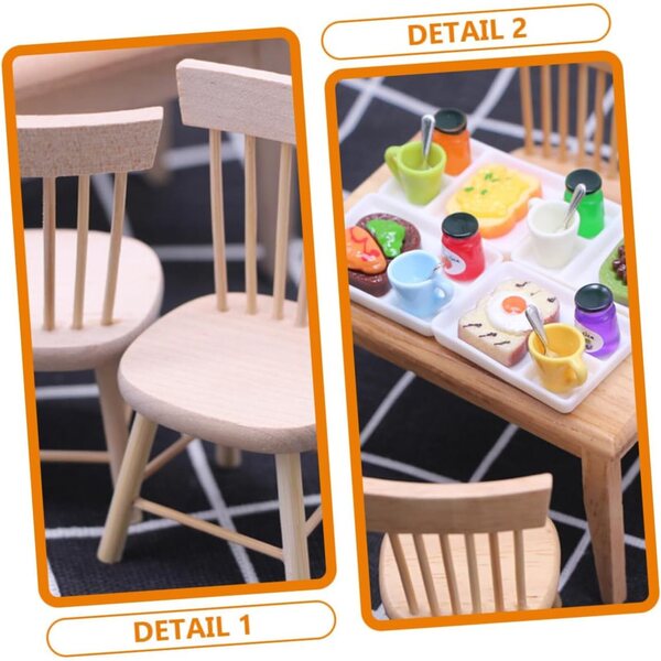 Miniatuur houten bureau en stoelset voor Toddmomy Dollhouse