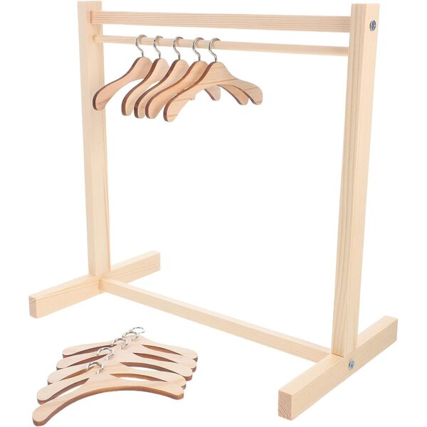 Kleiderbügel-Set aus Holz für Puppen mit 10 rutschfesten Mini-Kleiderbügeln 30 cm