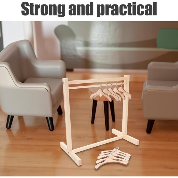Kleiderbügel-Set aus Holz für Puppen mit 10 rutschfesten Mini-Kleiderbügeln 30 cm