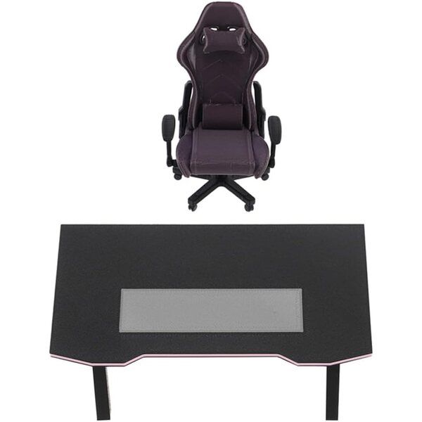 Set Scrivania e Sedia da Gioco in Miniatura 1:12 per Casa delle Bambole - Nero