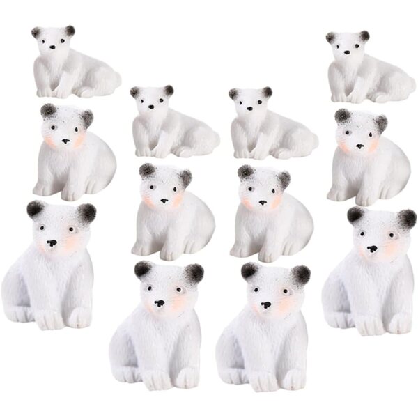 IMIKEYA Set 12 Miniature Orsetti in Resina Bianca per Decorazioni Casa e Giardino