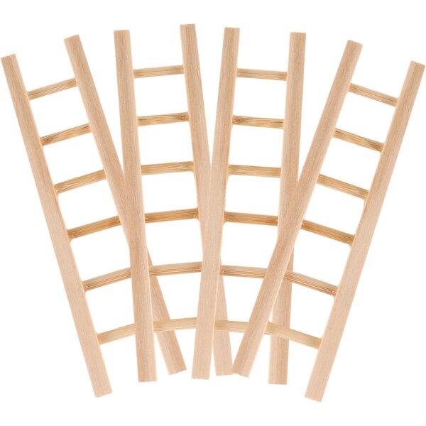 Mini Scala in Legno per Casa delle Bambole 4 Pezzi - Accessorio Miniatura Realistico
