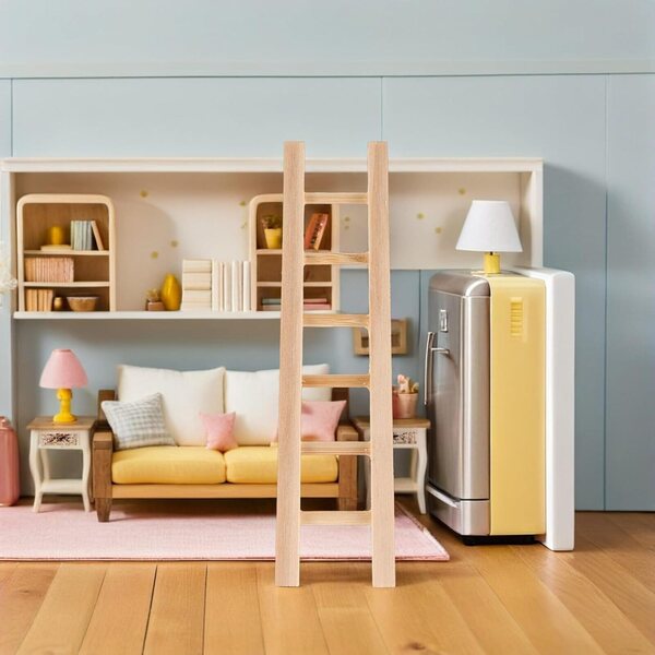 Mini Scala in Legno per Casa delle Bambole 4 Pezzi - Accessorio Miniatura Realistico
