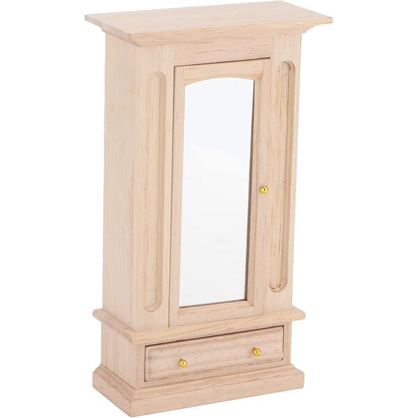 1:12 Mini-Kleiderschrank aus Holz mit Spiegel für Puppenhaus – Picysa