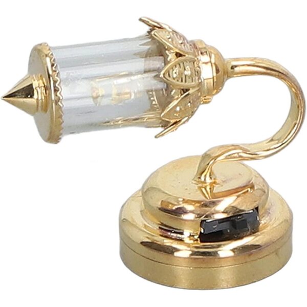 Lampada in Miniatura Casa delle Bambole 1:12 Paralume Metallo Dorato LED Vintage