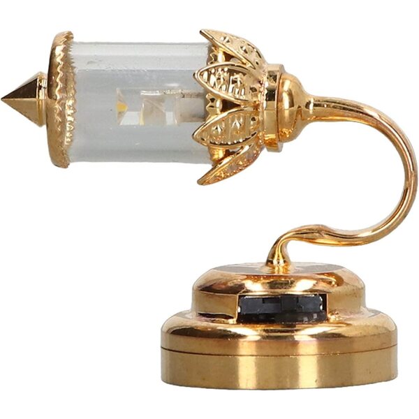 Lampada in Miniatura Casa delle Bambole 1:12 Paralume Metallo Dorato LED Vintage
