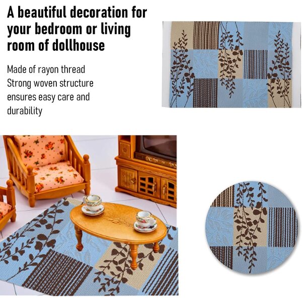 Tappeto in miniatura 1:12 Picysa in filo di rayon per casa delle bambole, design elegante