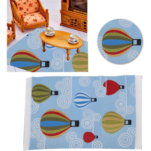 Tappeto miniatura 1:12 in filo di rayon per casa delle bambole - design nuvola