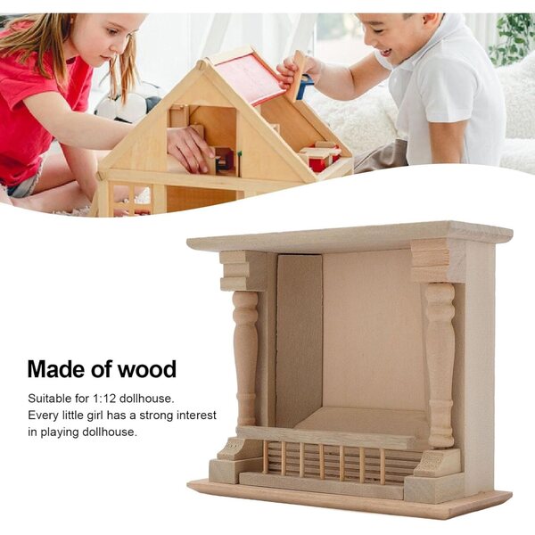 Camino in legno per casa delle bambole scala 1:12, arredamento miniatura realistica