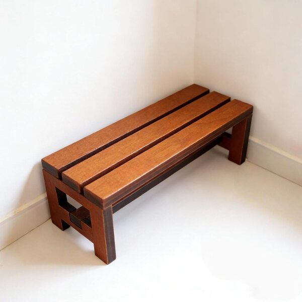Panca in legno naturale in miniatura per case delle bambole scala 1/12, mobili realistici da esterno