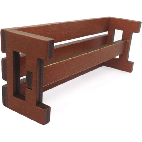 Panca in legno naturale in miniatura per case delle bambole scala 1/12, mobili realistici da esterno