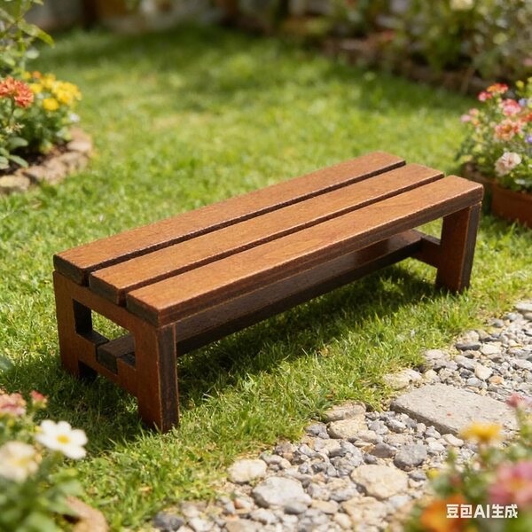 Panca in legno naturale in miniatura per case delle bambole scala 1/12, mobili realistici da esterno