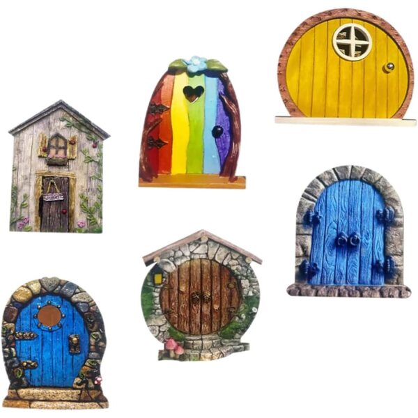 Set 6 Porte Miniature in Legno per Giardino Fatato - Decorazioni Realistiche e Resistenti