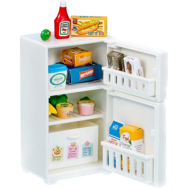 Accessori per frigorifero mini per casa delle bambole con 17 alimenti giocattolo