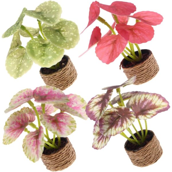 SHINEOFI Set mit 4 künstlichen Mini-Bonsai in Töpfen für Innendekorationen ohne Wartung