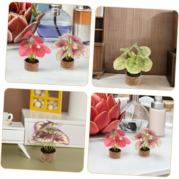 SHINEOFI Set 4 Mini Bonsai Artificiali in Vaso per Decorazioni Indoor Senza Manutenzione