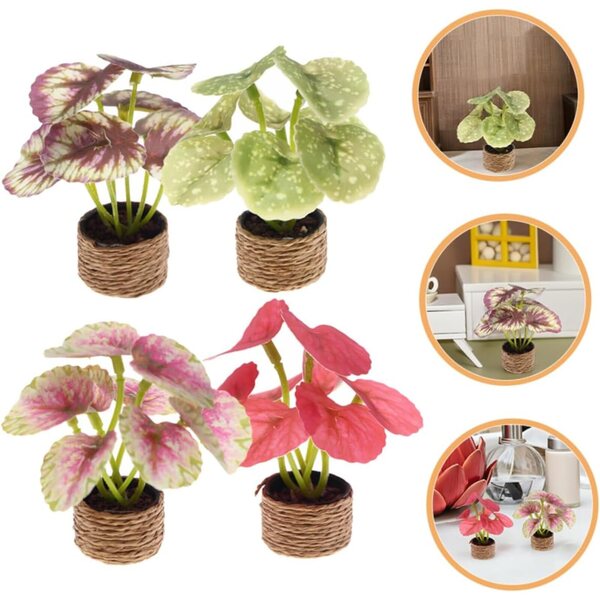 SHINEOFI Set 4 Mini Bonsai Artificiali in Vaso per Decorazioni Indoor Senza Manutenzione