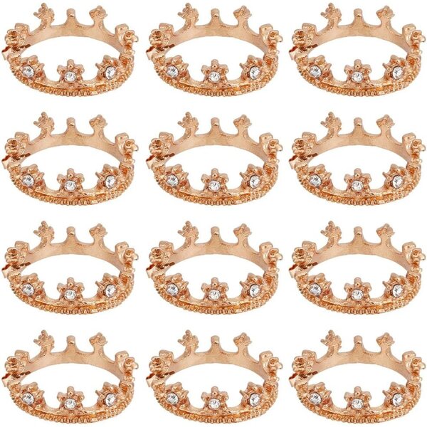 FREEBLOSS 12 mini corone dorate in metallo per casa delle bambole e decorazioni 2x0,5cm