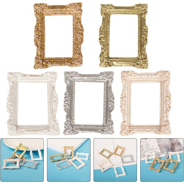 Set 10 Mini Cornici Foto Vintage in Resina per Decorazioni e Gioielli