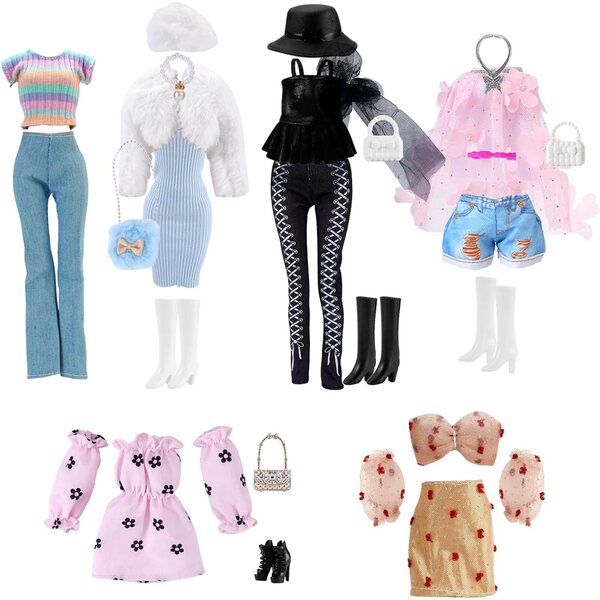 Set 29 Pezzi Vestiti e Accessori per Bambola 30 cm - Moda Vari Stili per Bambine