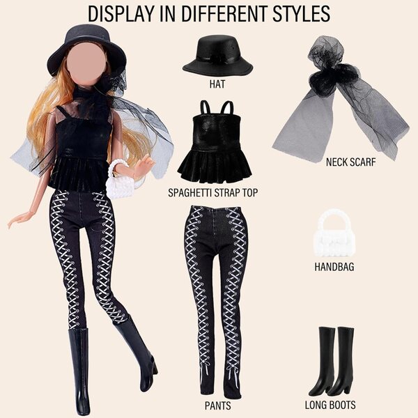 Set 29 Pezzi Vestiti e Accessori per Bambola 30 cm - Moda Vari Stili per Bambine