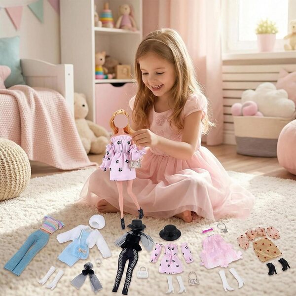 Set 29 Pezzi Vestiti e Accessori per Bambola 30 cm - Moda Vari Stili per Bambine