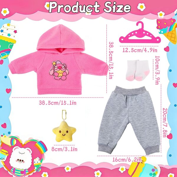 Abiti rosa per bambole da 14 a 18 pollici - Set completo moda Carreuty