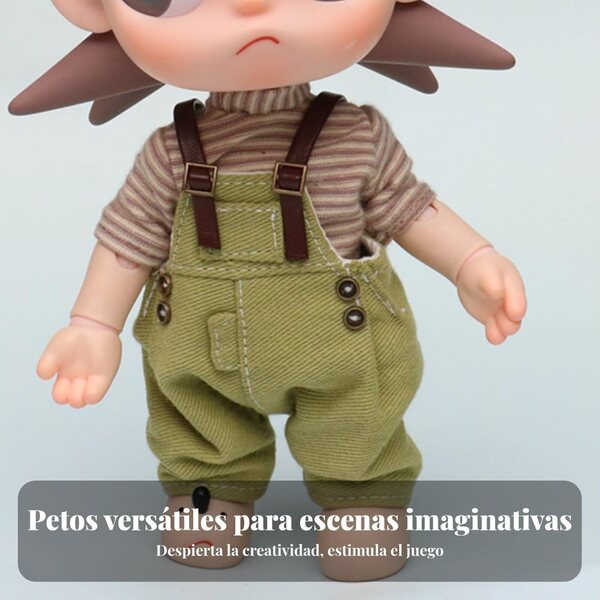 Salopette per Bambole 20cm con Bretelles Regolabili - Denim e Sergé di Qualità