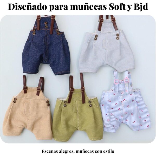 Salopette per Bambole 20cm con Bretelles Regolabili - Denim e Sergé di Qualità