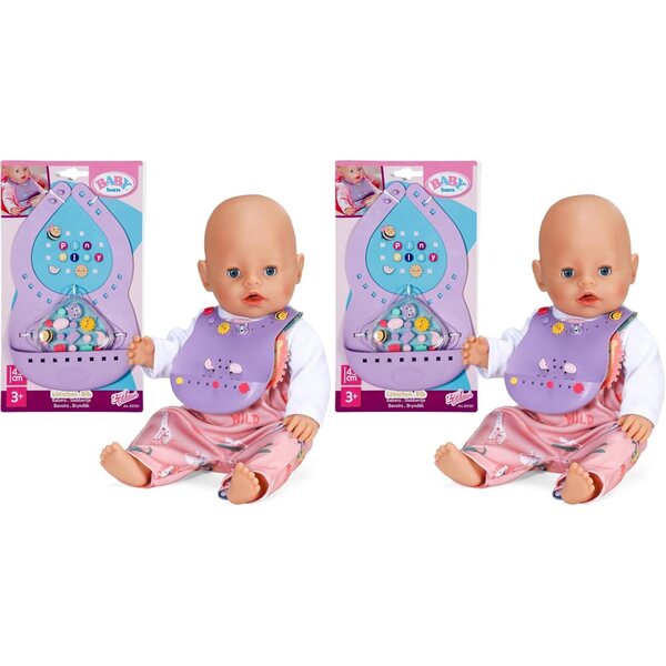 BABY born Bavaglino Pin-Play per Bambole 43 cm con Spille Decorative - Set 2 Pezzi
