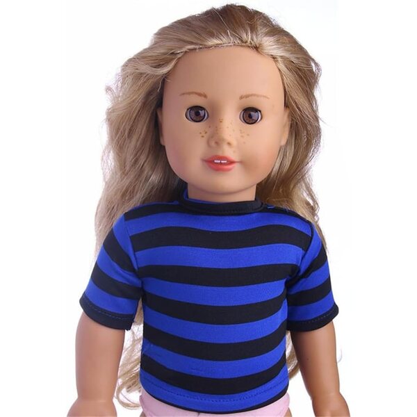 Blau gestreiftes T-Shirt für 46 cm große amerikanische Puppe – Freizeitkleidung