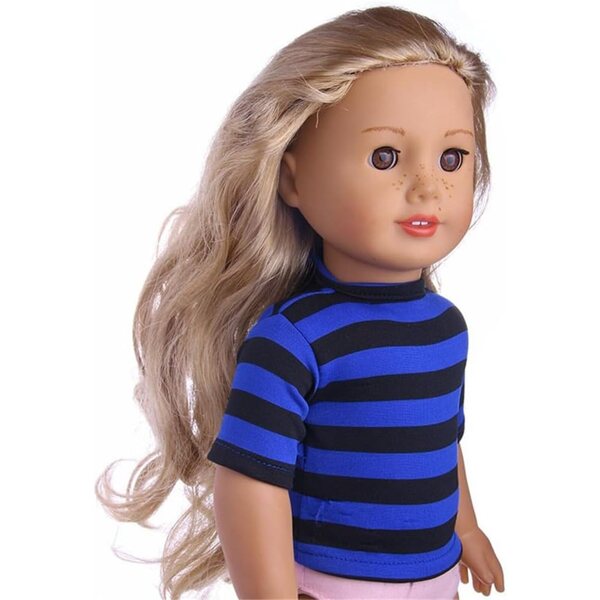 Blau gestreiftes T-Shirt für 46 cm große amerikanische Puppe – Freizeitkleidung