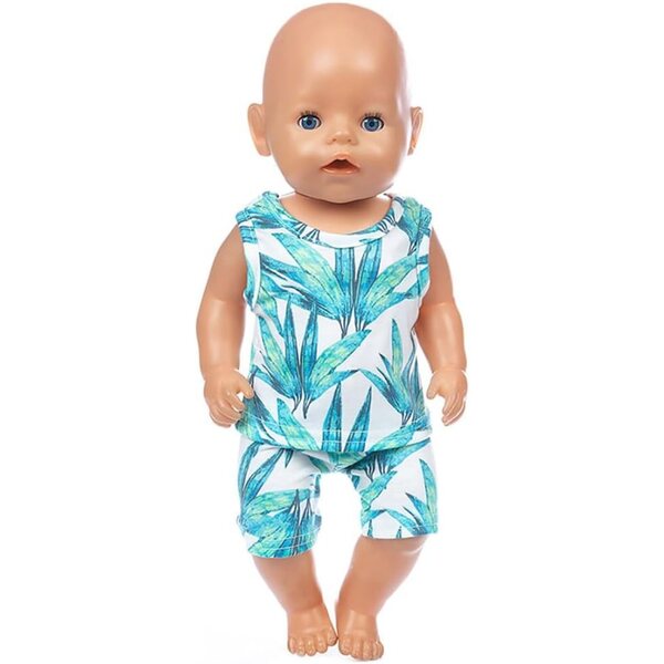 Vestiti estivi per bambola americana 46 cm - completo top e pantaloncini foglie
