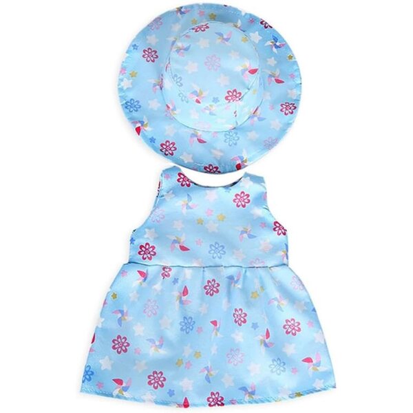 Abito Floreale con Cappello per Bambole Americane 46 cm - Costume Casual Elegante