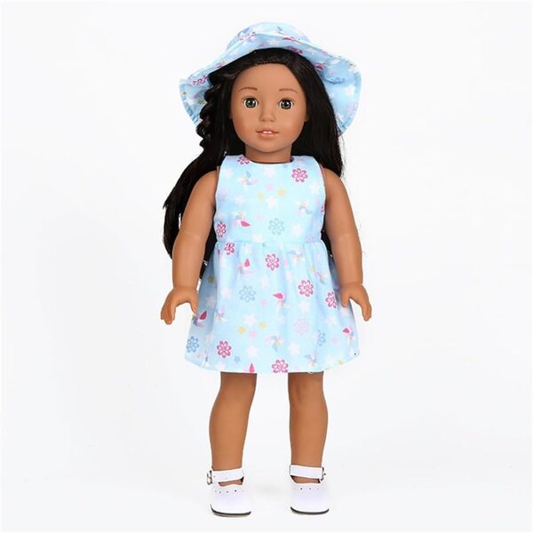 Abito Floreale con Cappello per Bambole Americane 46 cm - Costume Casual Elegante