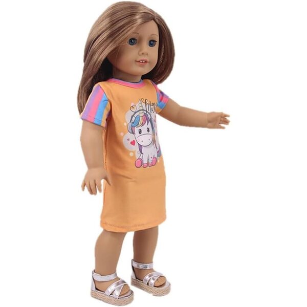 Stilvolles Kleid für 46-cm-Puppe mit Pferdeaufdruck, Freizeitkleidung Uteruik