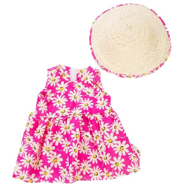 Abito con Cappello di Paglia per Bambole 46 cm Stampa Floreale Uteruik