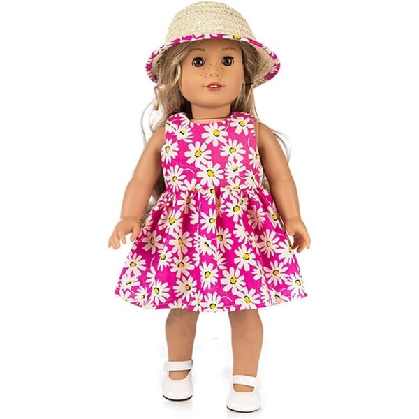 Abito con Cappello di Paglia per Bambole 46 cm Stampa Floreale Uteruik