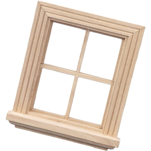Cornice finestra in legno naturale 4 pannelli per casa bambole scala 1/12