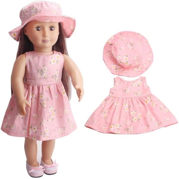 Abito con Cappello per Bambola 46 cm - Stile Casual a Fiori Rosa Uteruik