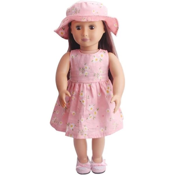 Abito con Cappello per Bambola 46 cm - Stile Casual a Fiori Rosa Uteruik