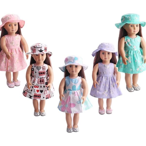 Abito con Cappello per Bambola 46 cm - Stile Casual a Fiori Rosa Uteruik