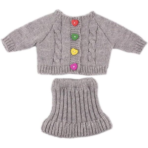 Abito per bambola americana 46 cm - Top e gonna in maglia grigio elegante