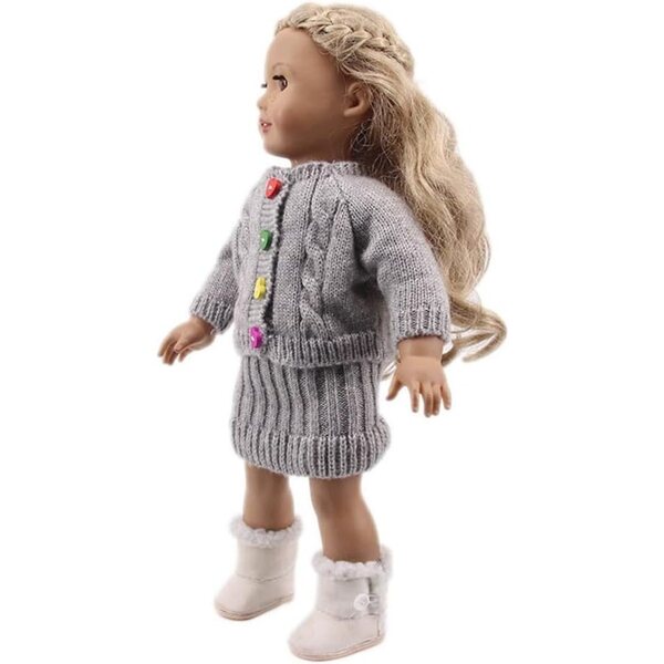 Abito per bambola americana 46 cm - Top e gonna in maglia grigio elegante