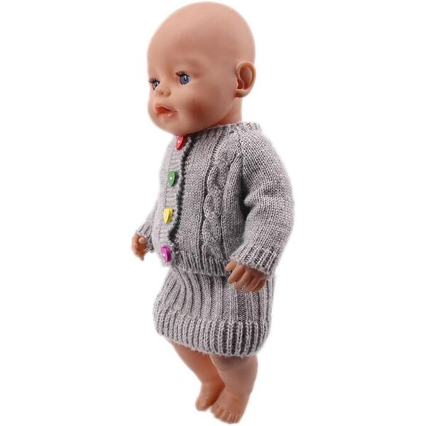 Abito per bambola americana 46 cm - Top e gonna in maglia grigio elegante
