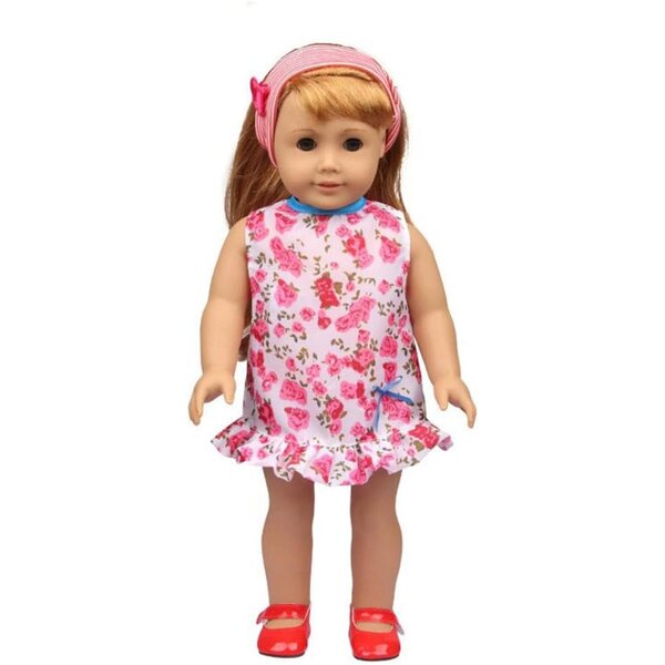 Blumenkleid- und Stirnband-Set für 46 cm große amerikanische Puppe – sicheres und farbenfrohes Komplettkostüm