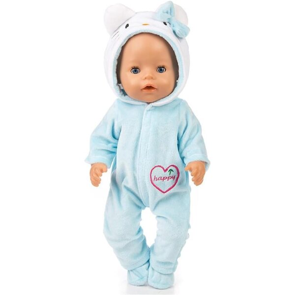 Abbigliamento per Bambole 46 cm - Tuta Blu e Scarpe in Peluche per Bambole Américaine