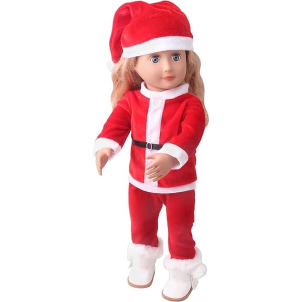 Costume di Natale per bambola americana 46 cm – completo cappello, maglia e pantaloni