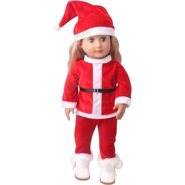 Costume di Natale per bambola americana 46 cm – completo cappello, maglia e pantaloni