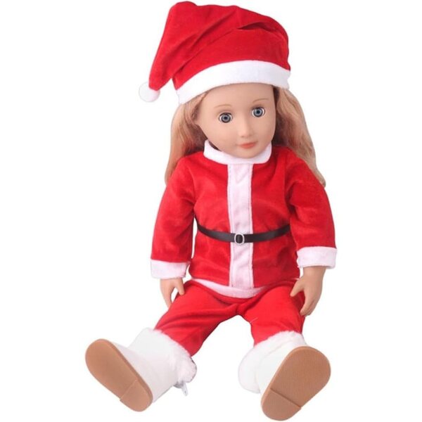 Costume di Natale per bambola americana 46 cm – completo cappello, maglia e pantaloni